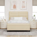 Pat cu arcuri cu saltea cu headboard Crem 140 x 190 cm țesătură - WALTI WALTI