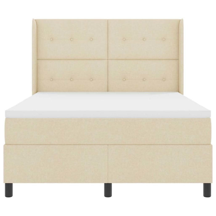 Pat cu arcuri cu saltea cu headboard Crem 140 x 190 cm țesătură - WALTI WALTI