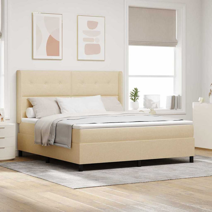 Pat cu arcuri cu saltea cu headboard Crem 180 x 200 cm țesătură - WALTI WALTI