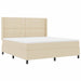 Pat cu arcuri cu saltea cu headboard Crem 180 x 200 cm țesătură - WALTI WALTI