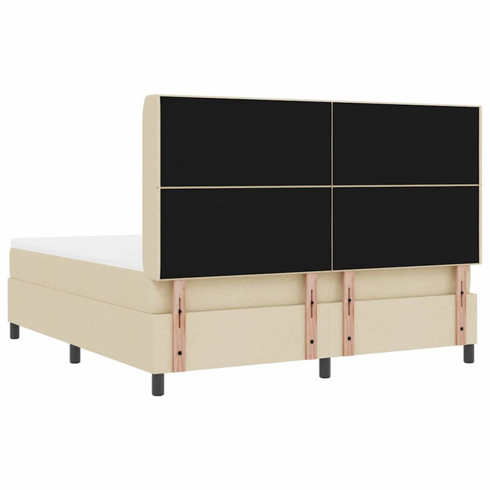 Pat cu arcuri cu saltea cu headboard Crem 180 x 200 cm țesătură - WALTI WALTI