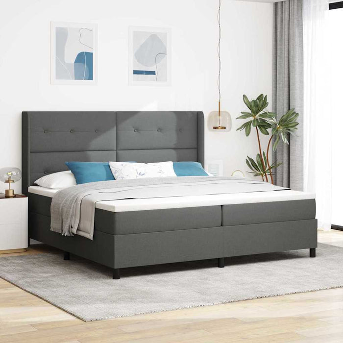 Pat cu arcuri cu pernă Manual Gri închis 200 x 200 cm țesătură - WALTI WALTI