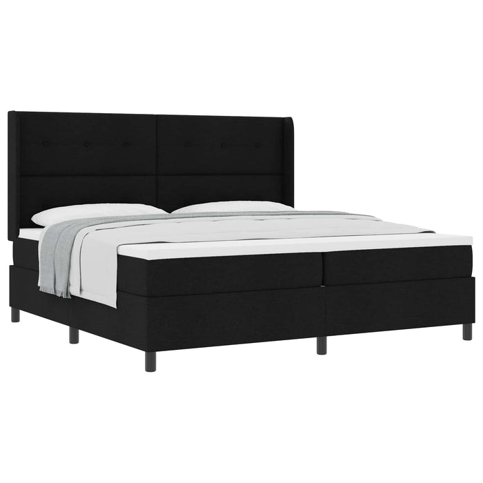 Pat cu arcuri cu pernă cu headboard Negru 200 x 200 cm țesătură - WALTI WALTI