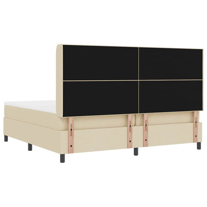 Pat cu arcuri cu saltea cu headboard Crem 200 x 200 cm țesătură - WALTI WALTI