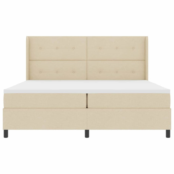 Pat cu arcuri cu saltea cu headboard Crem 200 x 200 cm țesătură - WALTI WALTI
