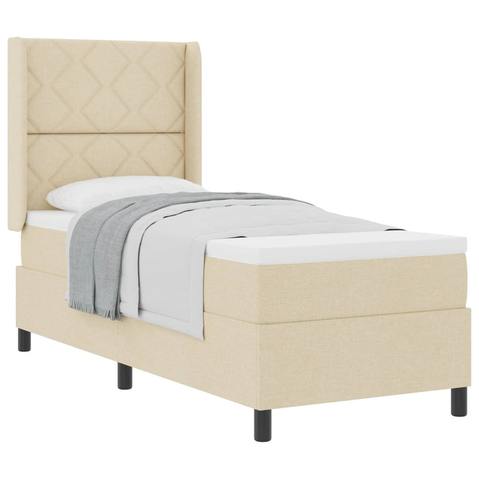 Pat cu arcuri cu pernă cu headboard Crem 200 x 80 cm țesătură WALTI
