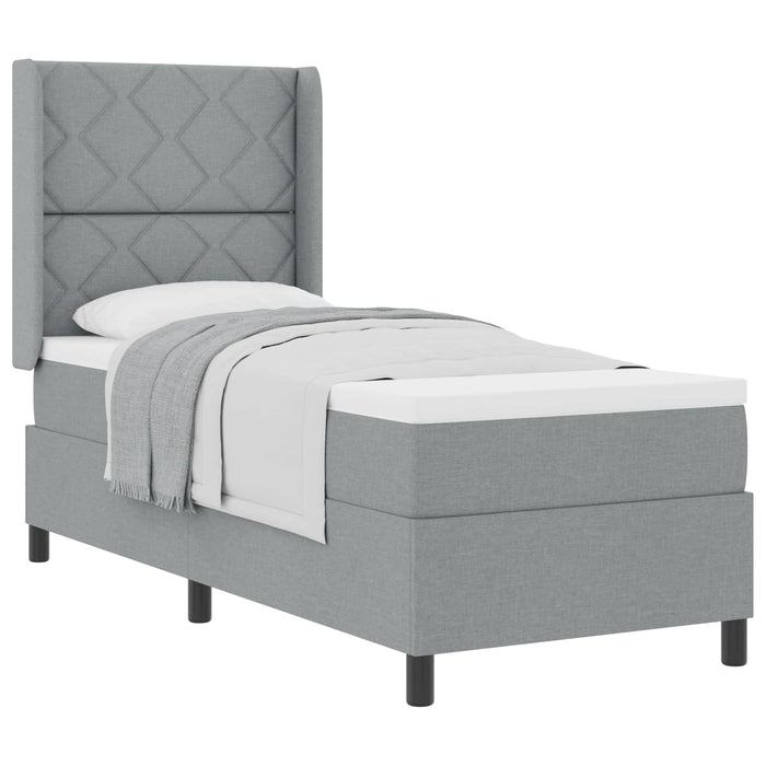 Pat cu arcuri cu pernă Manual Gri deschis 190 x 90 cm țesătură WALTI
