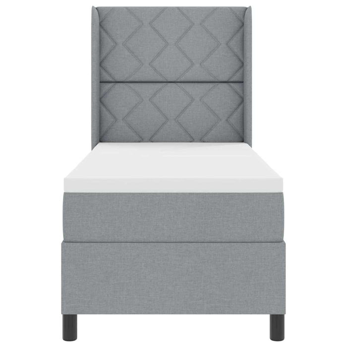 Pat cu arcuri cu pernă Manual Gri deschis 190 x 90 cm țesătură WALTI
