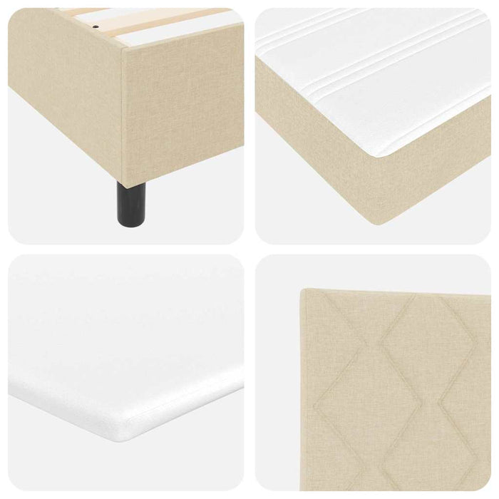 Pat cu arcuri cu pernă cu headboard Crem 190 x 90 cm țesătură WALTI