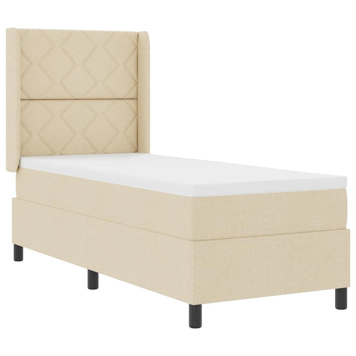 Pat cu arcuri cu pernă cu headboard Crem 190 x 90 cm țesătură WALTI