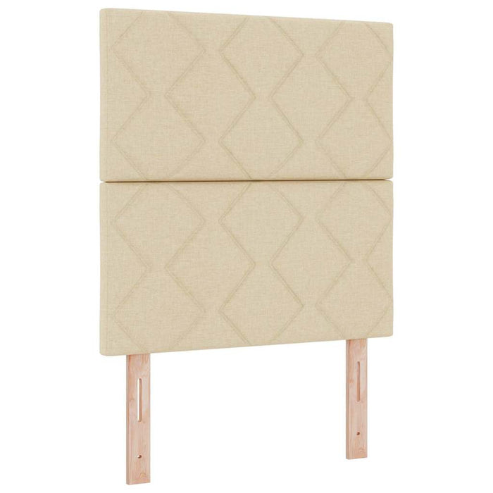 Pat cu arcuri cu pernă cu headboard Crem 190 x 90 cm țesătură WALTI
