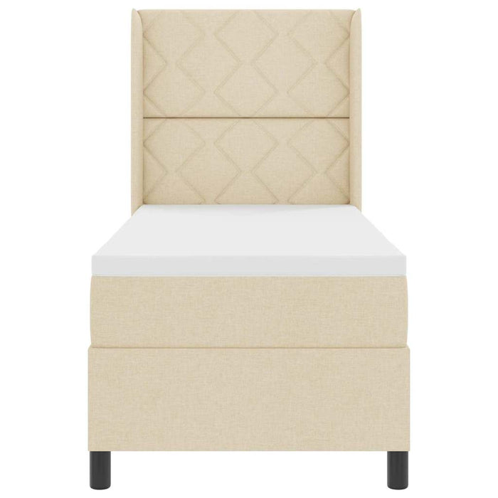 Pat cu arcuri cu pernă cu headboard Crem 190 x 90 cm țesătură WALTI