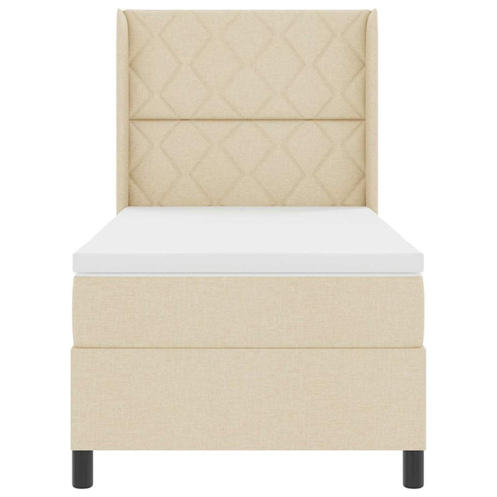 Pat cu arcuri cu saltea cu headboard Crem 100 x 200 cm țesătură - WALTI WALTI