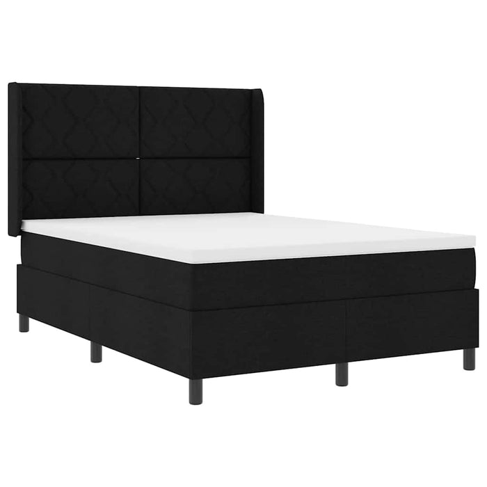 Pat cu arcuri cu pernă cu headboard Negru 190 x 140 cm țesătură WALTI