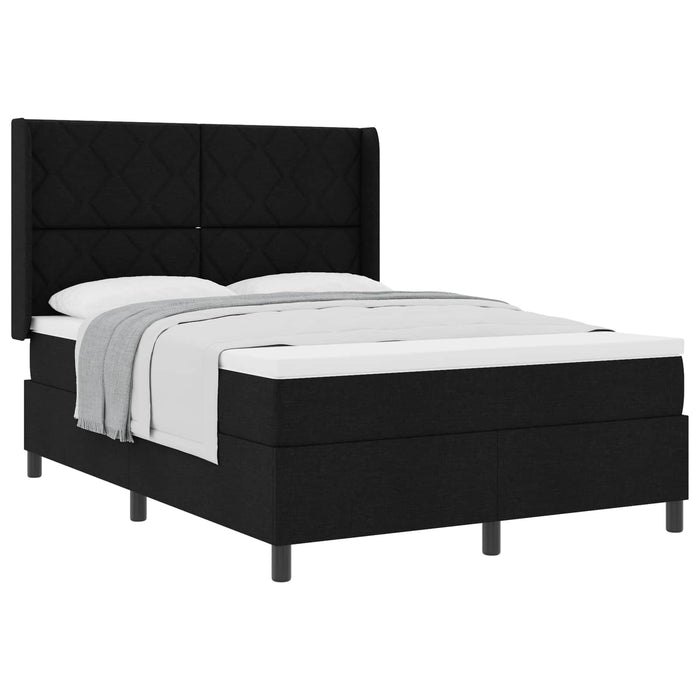 Pat cu arcuri cu pernă cu headboard Negru 200 x 140 cm țesătură WALTI