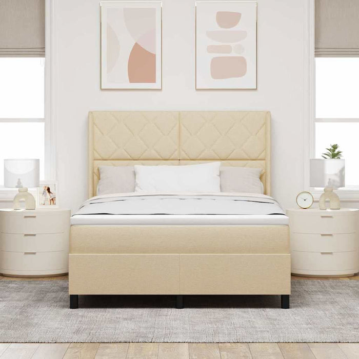 Pat cu arcuri cu pernă cu headboard Crem 200 x 160 cm țesătură WALTI