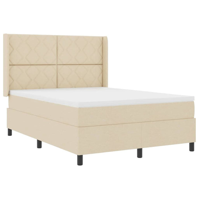 Pat cu arcuri cu pernă cu headboard Crem 200 x 160 cm țesătură WALTI