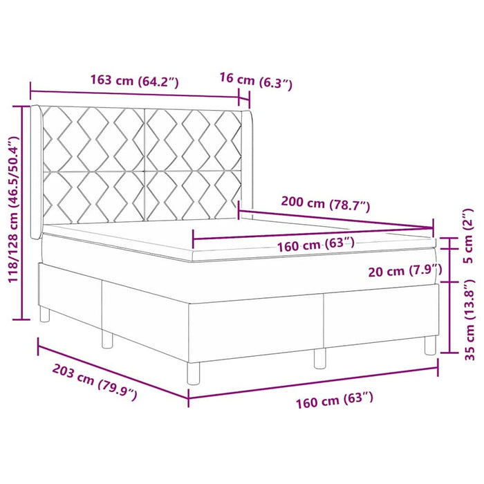 Pat cu arcuri cu pernă cu headboard Crem 200 x 160 cm țesătură WALTI