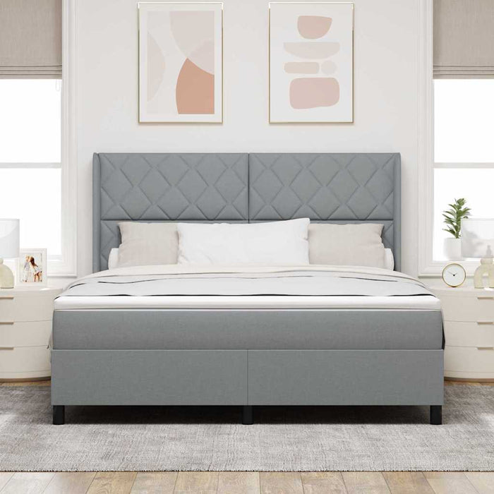 Pat cu arcuri cu pernă Manual Gri deschis 200 x 180 cm țesătură - WALTI WALTI