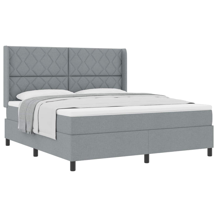 Pat cu arcuri cu pernă Manual Gri deschis 200 x 180 cm țesătură - WALTI WALTI