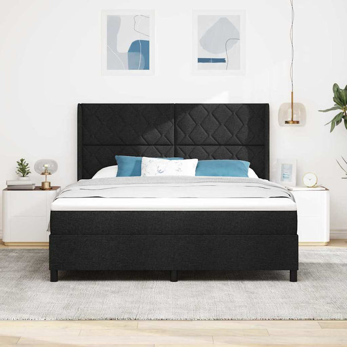 Pat cu arcuri cu pernă cu headboard Negru 200 x 180 cm țesătură WALTI