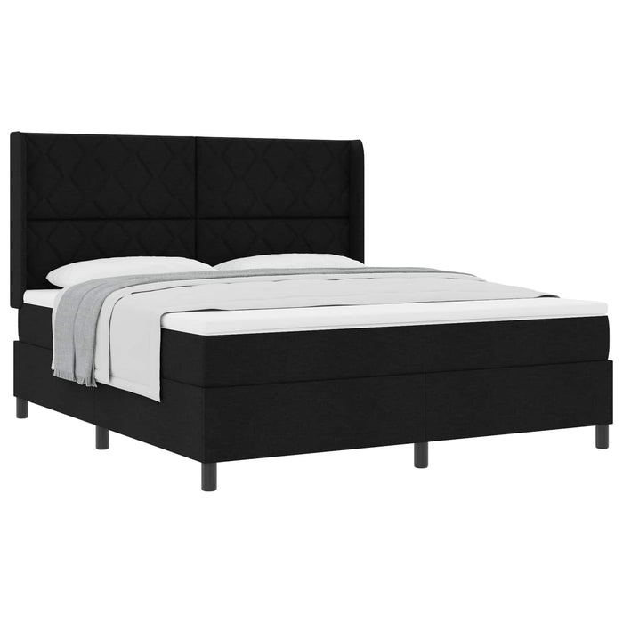 Pat cu arcuri cu pernă cu headboard Negru 200 x 180 cm țesătură WALTI