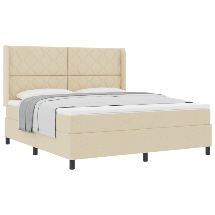 Pat cu arcuri cu pernă cu headboard Crem 200 x 180 cm țesătură WALTI