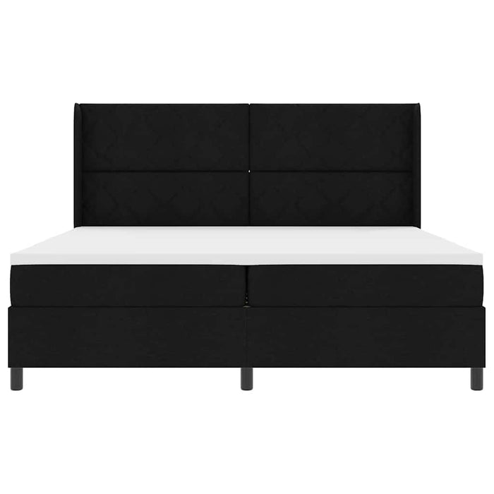Pat cu arcuri cu saltea Negru 200 x 200 cm țesătură - WALTI WALTI