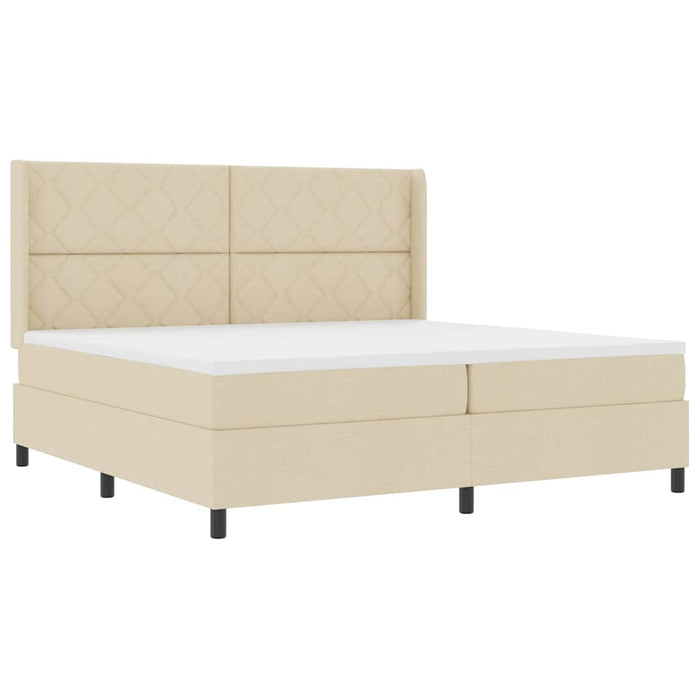 Pat cu arcuri cu pernă cu headboard Crem 200 x 200 cm țesătură WALTI