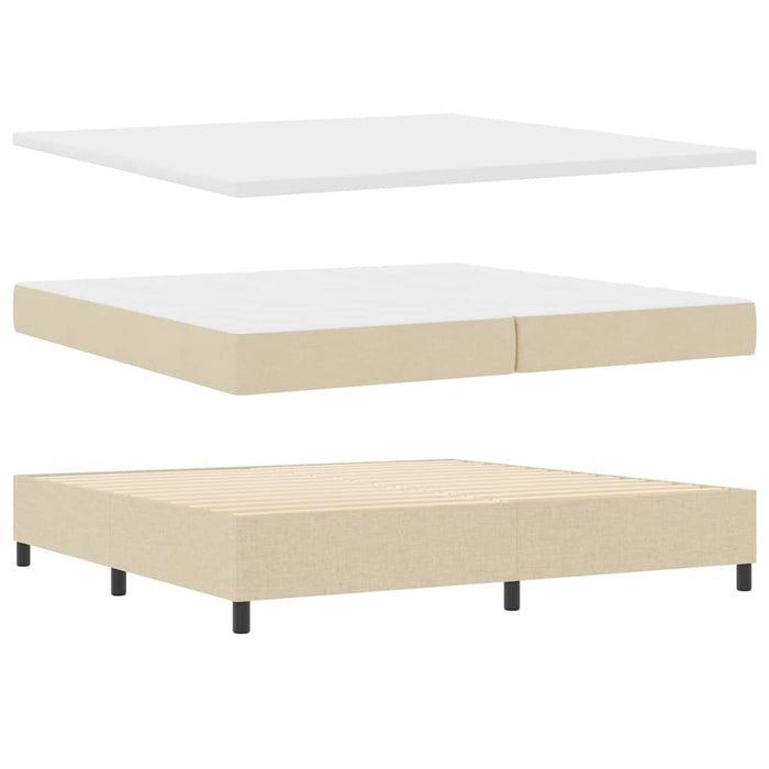 Pat cu arcuri cu pernă cu headboard Crem 200 x 200 cm țesătură WALTI