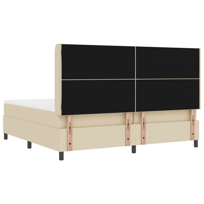 Pat cu arcuri cu pernă cu headboard Crem 200 x 200 cm țesătură WALTI