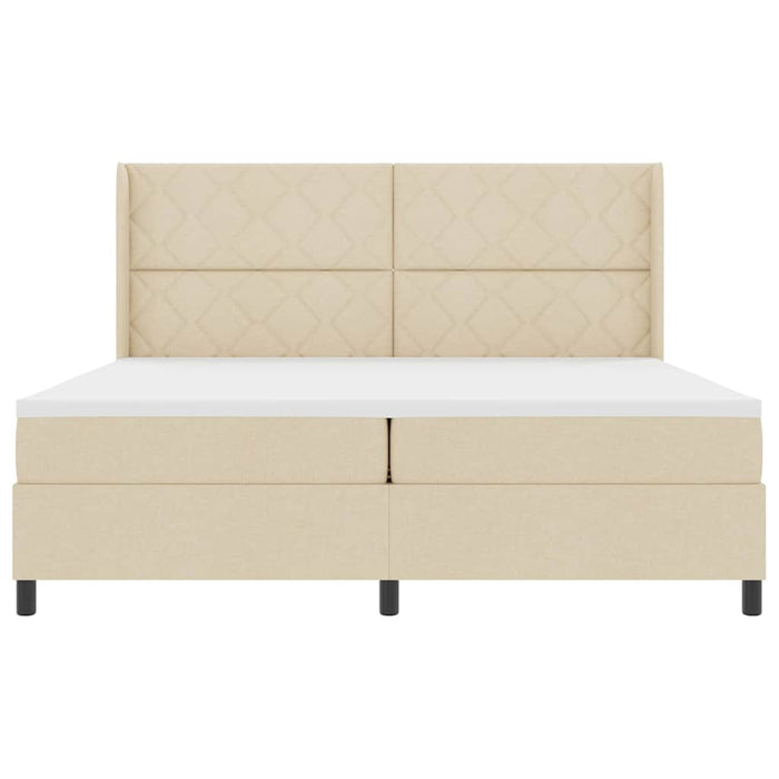 Pat cu arcuri cu pernă cu headboard Crem 200 x 200 cm țesătură WALTI