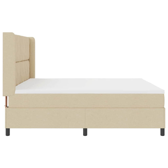 Pat cu arcuri cu pernă cu headboard Crem 200 x 200 cm țesătură WALTI