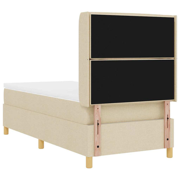 Pat cu arcuri cu saltea cu headboard Crem 80 x 200 cm țesătură - WALTI WALTI
