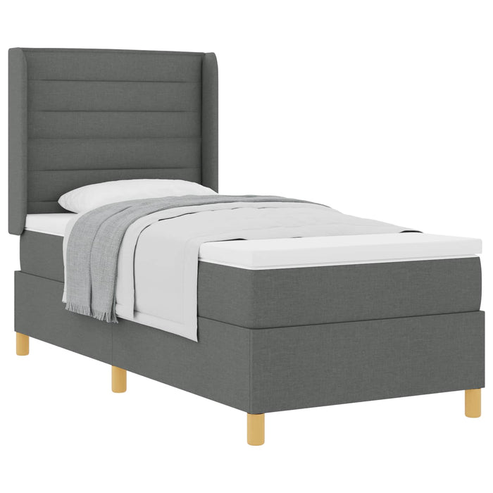 Pat cu arcuri cu saltea Gri închis 90 x 200 cm țesătură - WALTI WALTI