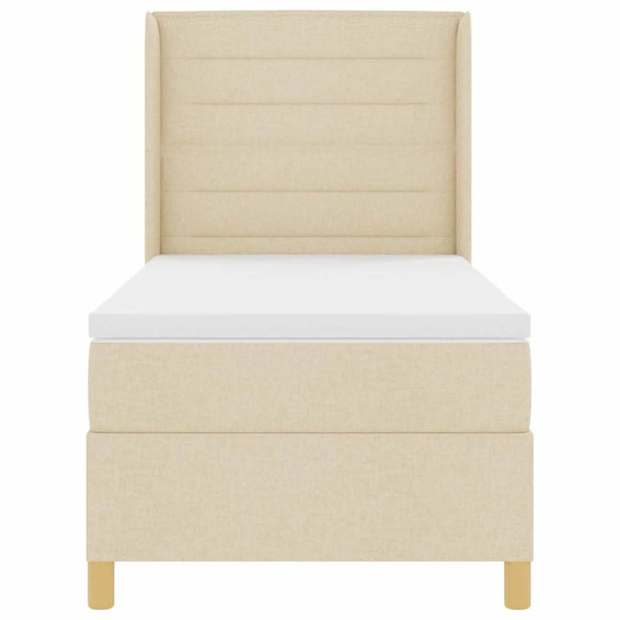 Pat cu arcuri cu saltea cu headboard Crem 100 x 200 cm țesătură - WALTI WALTI