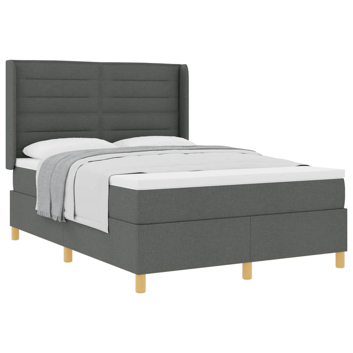 Pat cu arcuri cu saltea Gri închis 140 x 190 cm țesătură - WALTI WALTI