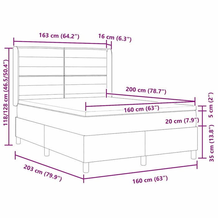 Pat cu arcuri cu saltea Gri deschis 160 x 200 cm țesătură - WALTI WALTI