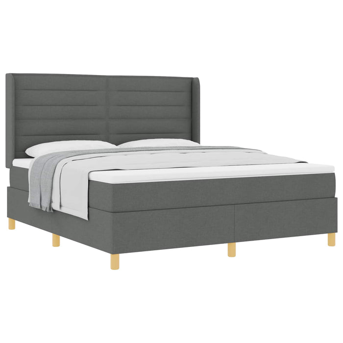 Pat cu arcuri cu saltea Gri închis 180 x 200 cm țesătură - WALTI WALTI