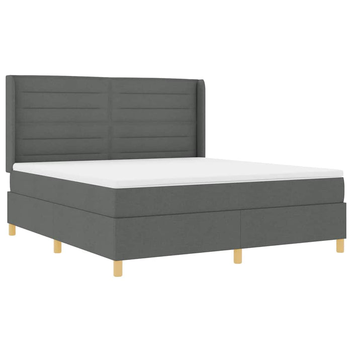 Pat cu arcuri cu saltea Gri închis 180 x 200 cm țesătură - WALTI WALTI