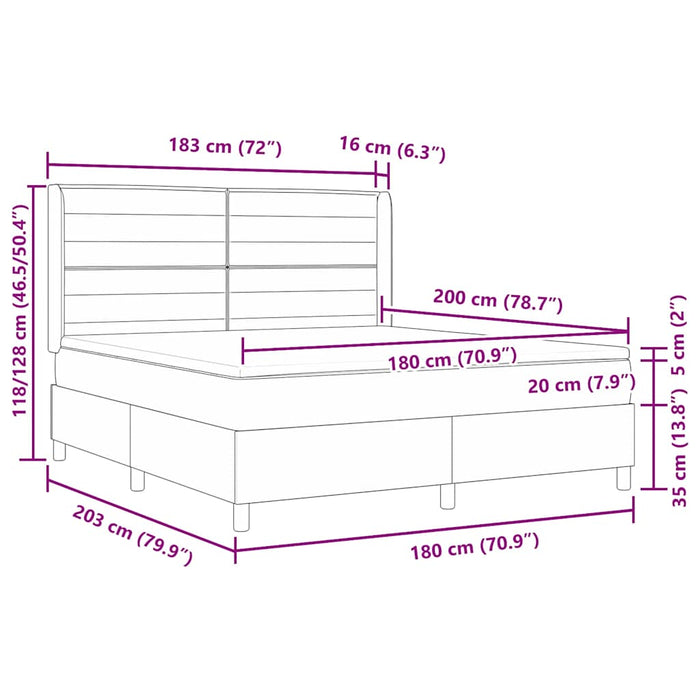 Pat cu arcuri cu saltea albastru 180 x 200 cm țesătură - WALTI WALTI