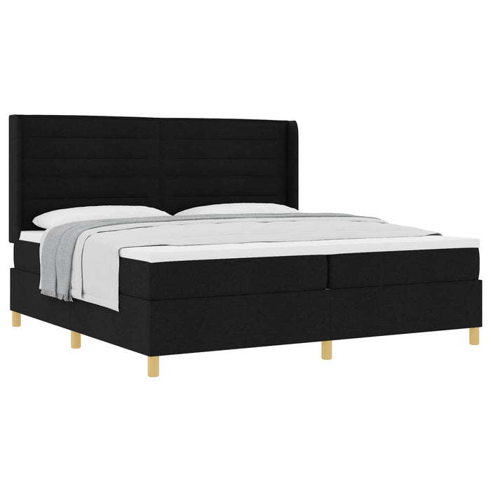 Pat cu arcuri cu saltea Negru 200 x 200 cm țesătură - WALTI WALTI