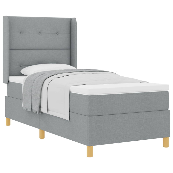 Pat cu arcuri cu headboard Gri deschis 100 x 200 cm țesătură - WALTI WALTI