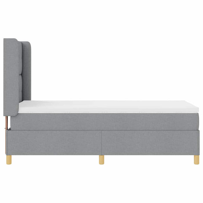 Pat cu arcuri cu headboard Gri deschis 100 x 200 cm țesătură - WALTI WALTI
