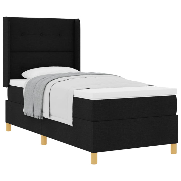 Pat cu arcuri cu headboard Negru 100 x 200 cm țesătură - WALTI WALTI