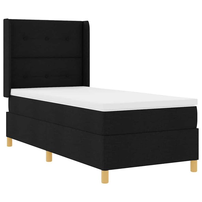 Pat cu arcuri cu headboard Negru 100 x 200 cm țesătură - WALTI WALTI