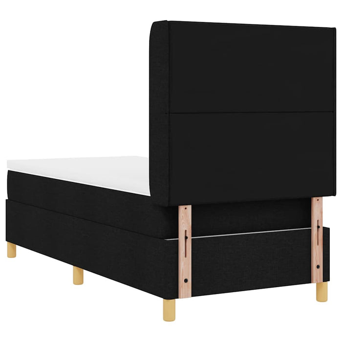 Pat cu arcuri cu headboard Negru 100 x 200 cm țesătură - WALTI WALTI