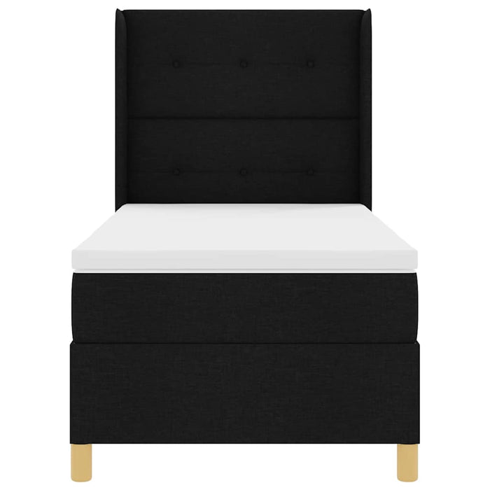 Pat cu arcuri cu headboard Negru 100 x 200 cm țesătură - WALTI WALTI