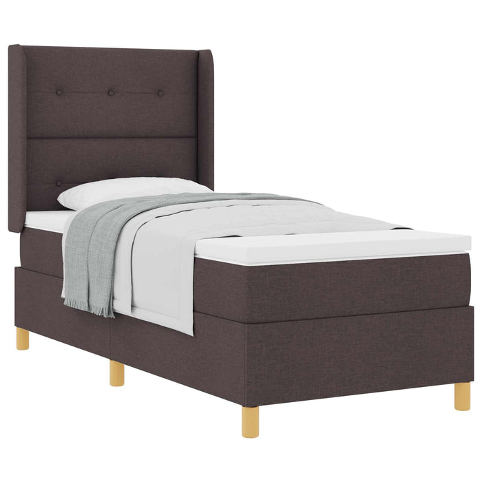 Pat cu arcuri cu headboard Maro închis 100 x 200 cm țesătură WALTI