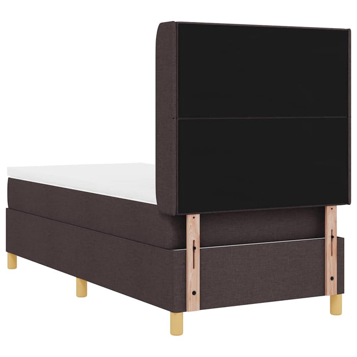 Pat cu arcuri cu headboard Maro închis 100 x 200 cm țesătură WALTI